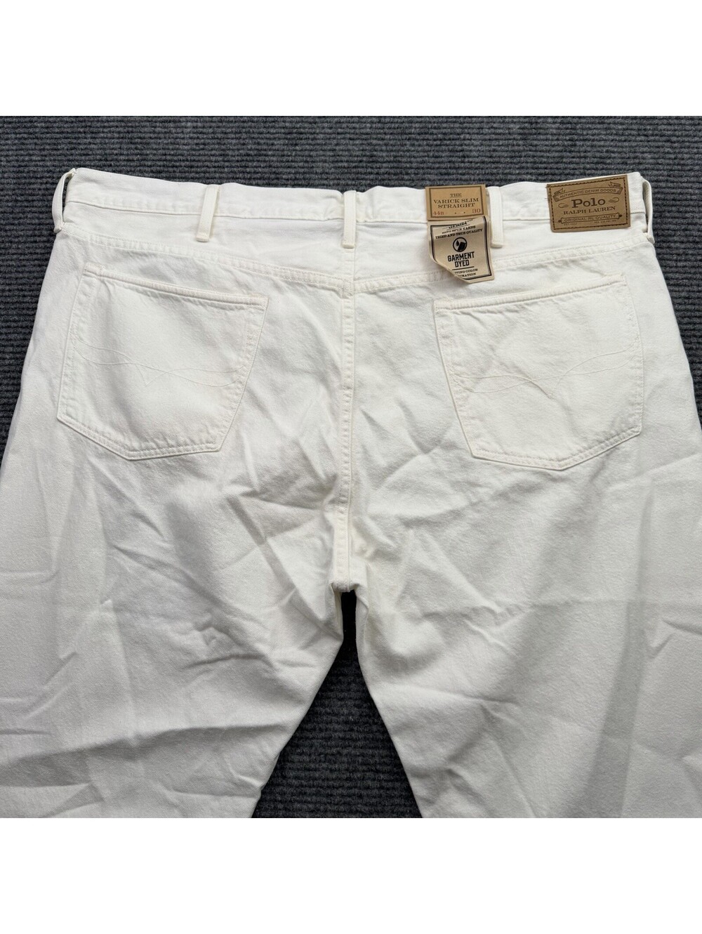 Polo Ralph Lauren Varick Slim Straight Jeans Mens 44Bx30 White Patch Denim NWT - Picture 3 of 9